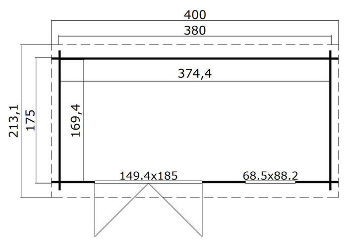 Friggebod Amira 380 x 175 cm 6,34 m² Lasita Maja